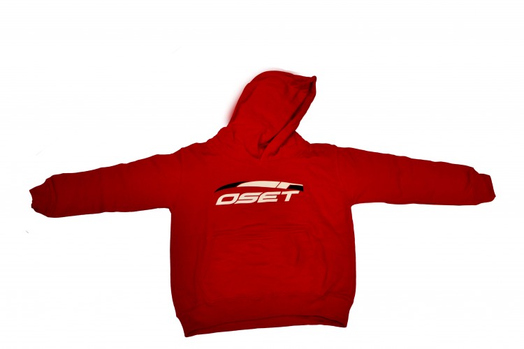 Junior hoodie in red with OSET logo